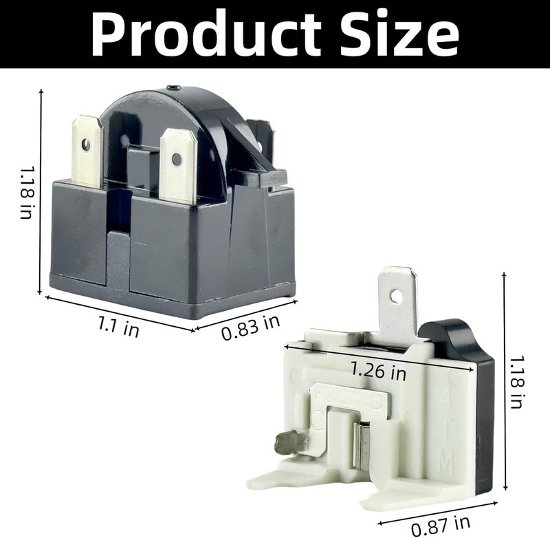 COSVMUF 2Pcs QP-02-4.7 3Pin 4.7 Ohm Refrigerator Start Relay Coolers Compressor Starter with 2Pcs 1/2HP Refrigerator Overload Protector for Most Mini Fridges and Refrigerators Compressor Parts - Image 2